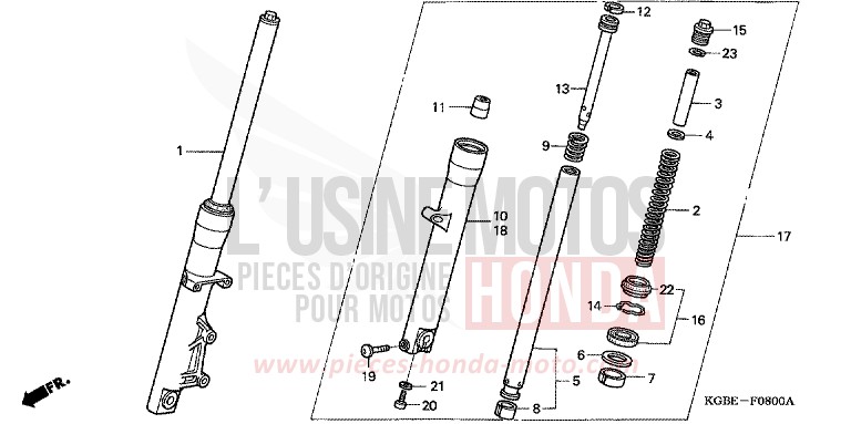 FRONT FORK for Shadow VT125C SPANGLE SILVER METALLIC (NHA49) from 2006